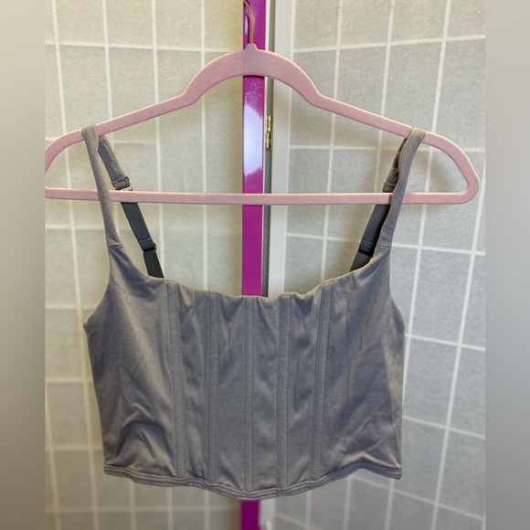 NWT SKIMS COTTON CORSETS Cotton Corset Bustier in gray - Picture 2 of 9